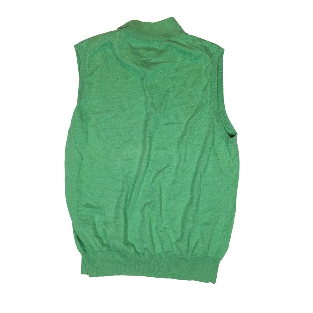 Peter Millar Sweater Vest Mens L Green Good Cotton Cashmere Quarter Zip Golf